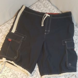 Aeropostale Mens Cargo Navy Swim Trunks